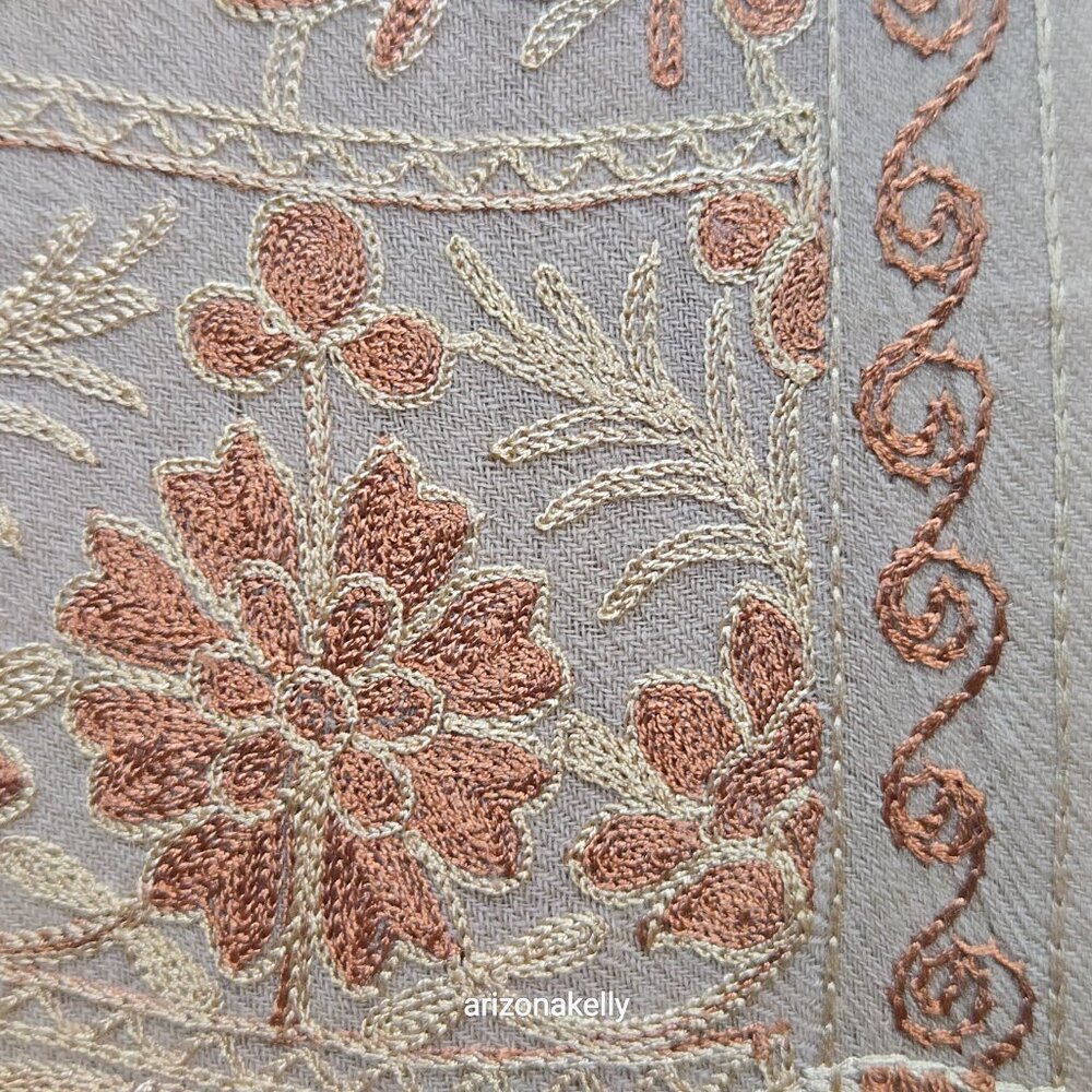 NWOT Ahujasons Wool Scarf Chain Stitch Embroidery - Picture 11 of 17